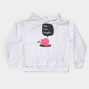 Single cat licking herself Kids Hoodie